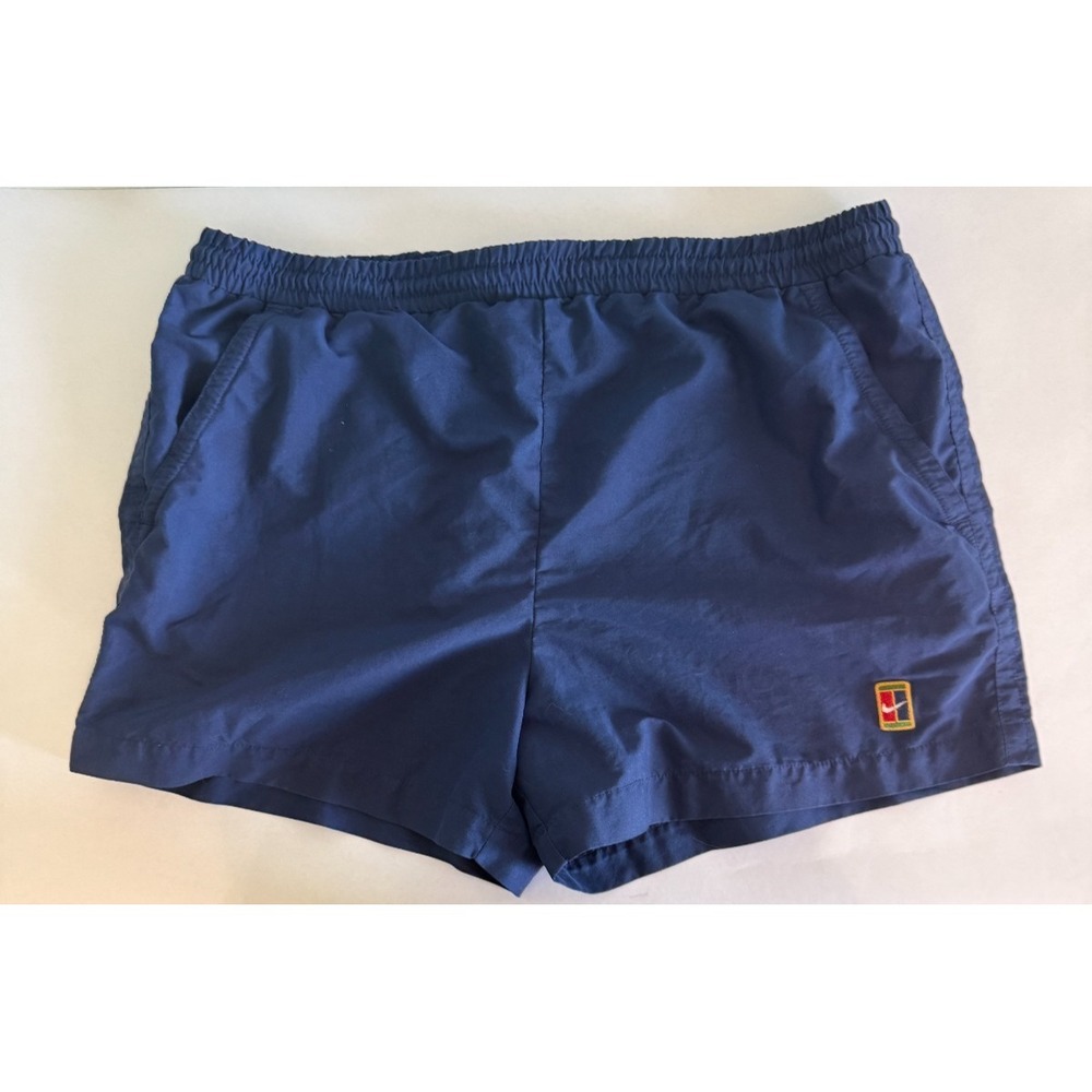 Vintage Nike Challenge Court Shorts Men's Large Navy Tennis Logo 4" Inseam 90s